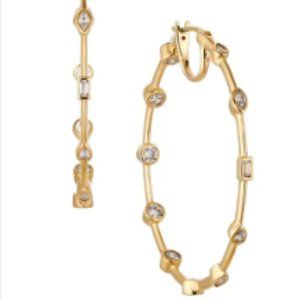 Nadri Daylight Cubic Zirconia Hoop Earrings - Gold